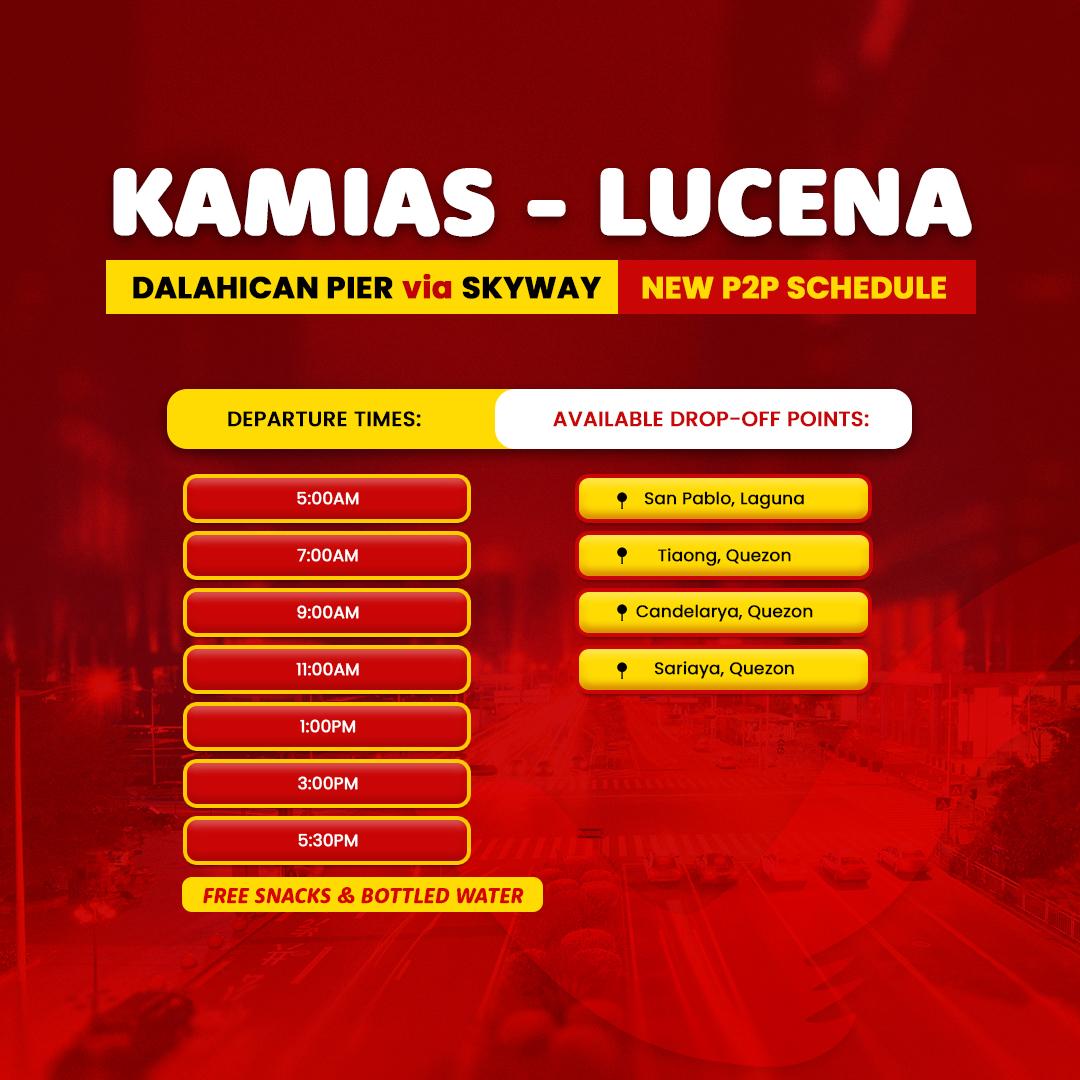 Daily Trip Schedules for Kamias and Lucena Terminal (P2P)